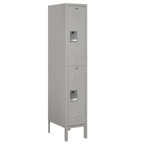 Salsbury Industries Wardrobe Locker, 12" W, 18" D, 66" H, (1) Wide, (2) Openings, Gray 62158GY-A